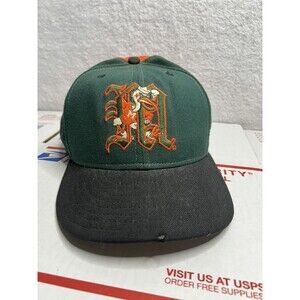 Miami Hurricanes Hat Cap Fitted New Era College NCAA Vintage 90s USA 100% Wool
